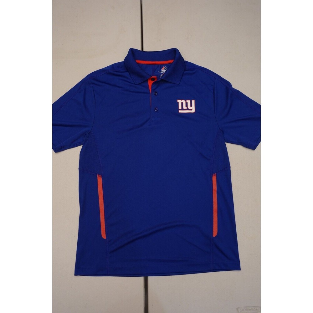 New York Giants NFL Official Merchandise Majestic Blue Polo Size Medium Collar